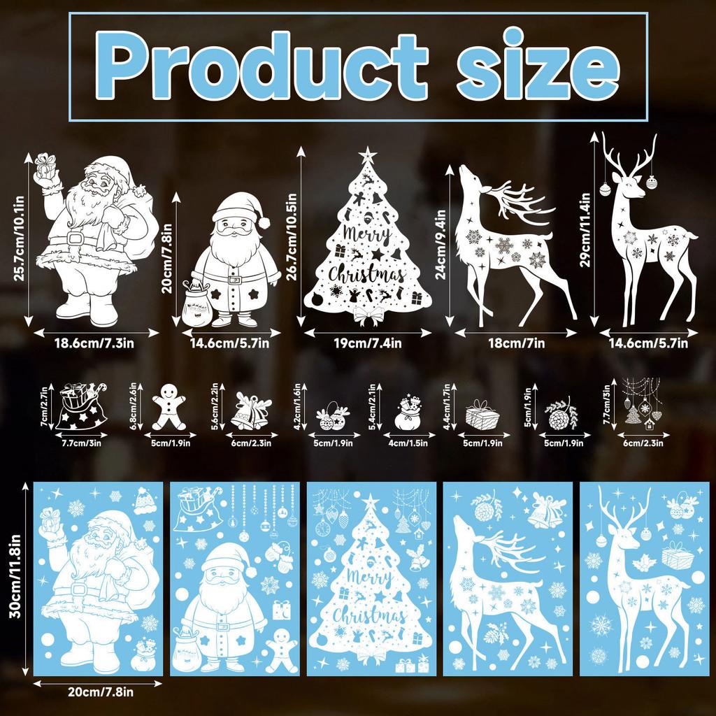 Clings Christmas Window Pvc Reindeer And Snowflake Decals Set Decoration Holiday