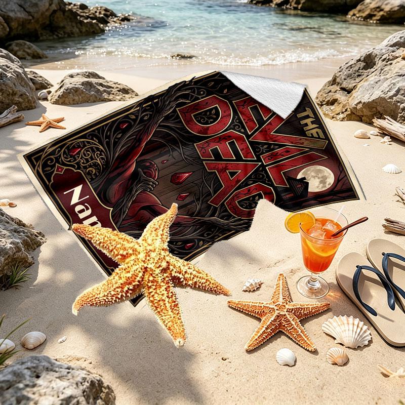 Custom Name Personalized The Evil Dead Print Beach Towel, for Trip Camping Beach Party Home Decor, Birthday Gift for Family & Friends