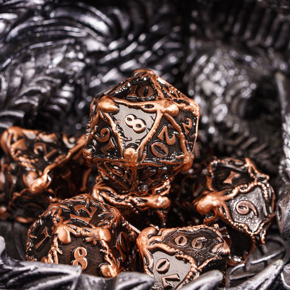 Cusdie Набор металлических кубиков DND Осьминог Dungeons and Dragons D4-D20 Сплошные многогранные кубики для настольных игр Ролевая игра Pathfinder
