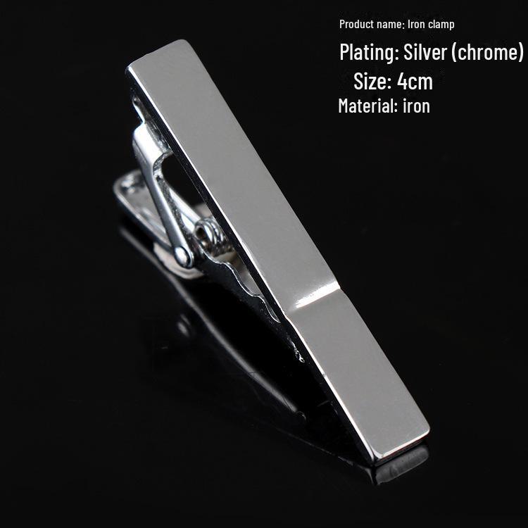 Корейский мужской серебряный формальный зажим для галстука - простой дизайн линии 4 см, идеальный подарок на праздник