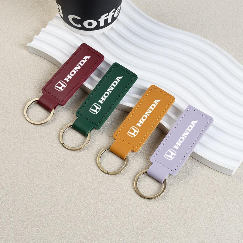 Leather Car Keychain Keyring Buckle Pendant For Honda Civic Accord Fit Jazz Pilot CRV Odyssey Passport City Shuttle HRV Elysion SV0