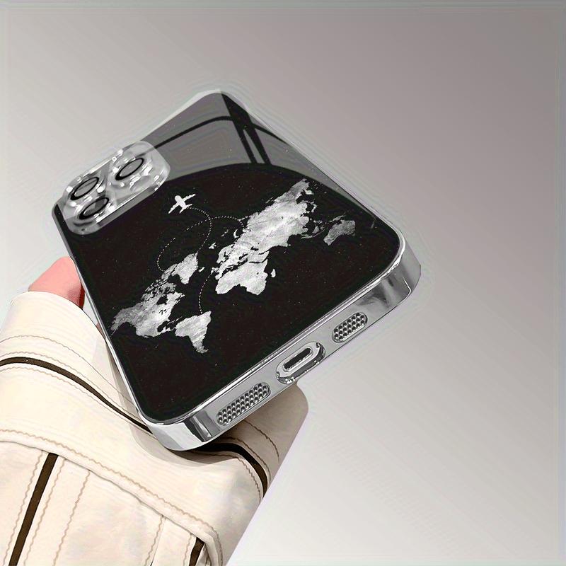 Минималистичный узор маршрутов самолетов Стеклянный гальванизированный чехол для телефона Для iPhone 11 12 13 14 15 16 17 Pro Max 14 Plus 16E 17Air Чехол