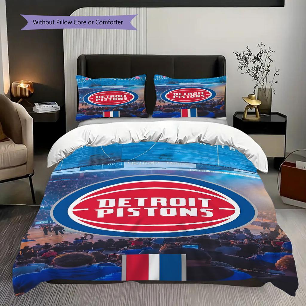 Detroit Pistons Basketball Theme Bedding(1 * duvet cover + 2 * pillowcase, without core) Christmas birthday gift Soft and comfortable Bedding set