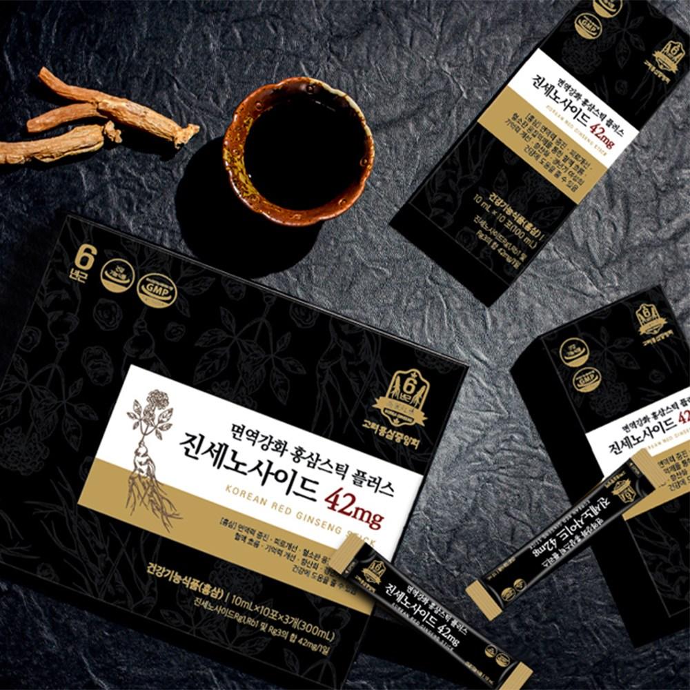 Иммуностимулирующий стик красного женьшеня плюс гинзенозиды 42 мг (10 мл×10 пакетиков×3 упаковки), 300 мл