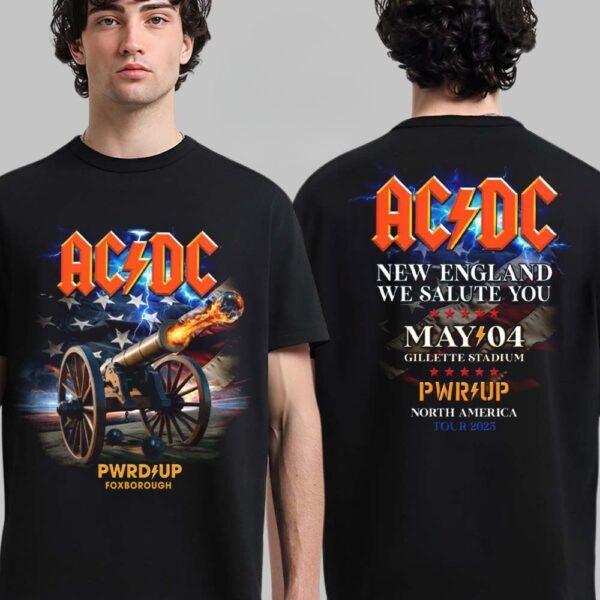 ACDC Back in Black Возвращение в Северную Америку Тур PWR UP 2025 Двусторонняя унисекс футболка Самый продаваемый и популярный стиль Инс Y2k Топы