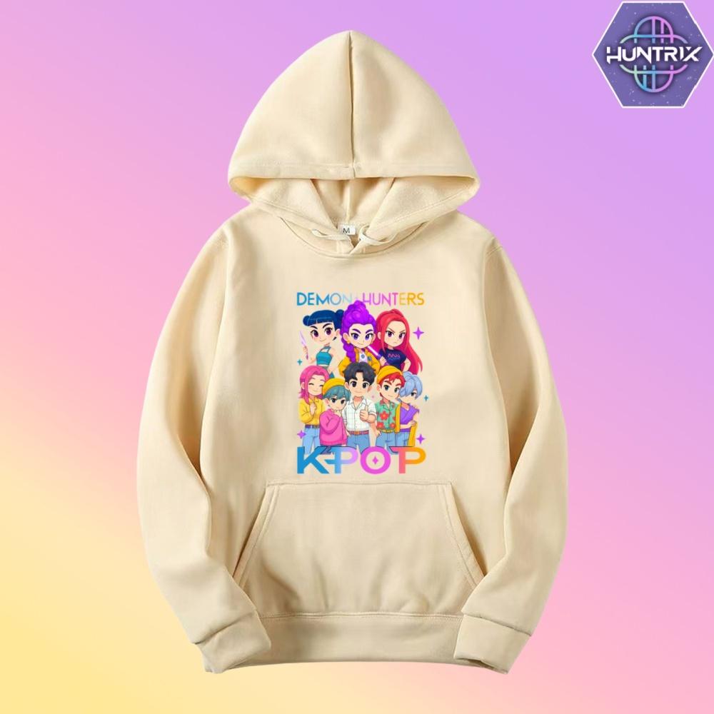 Kpop Охотники на демонов Фанмерч Мира Руми Зои Хантрикс Худи Харадзюку Пуловер Топы Мужская Женская Толстовка Подарок для фанатов