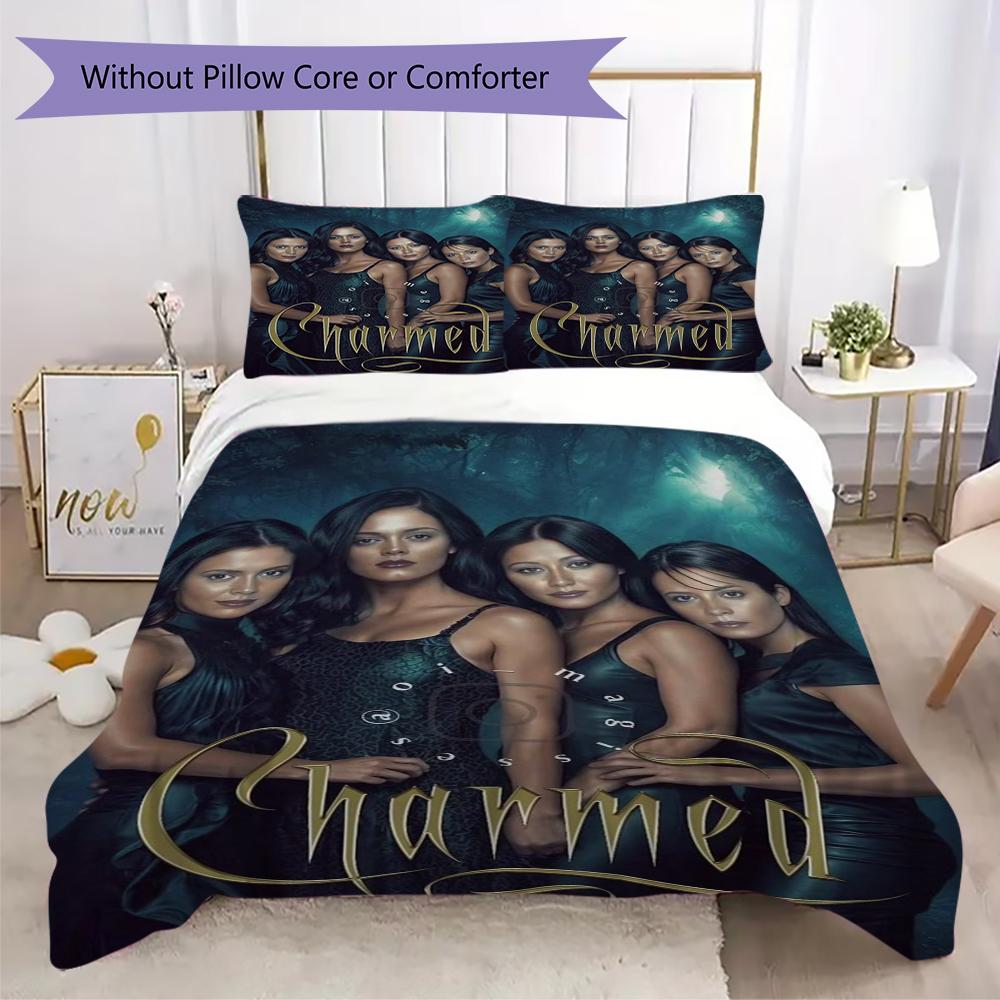 Charmed Pattern Bedding,Quilt Set Quilt Cover Pillowcase Home Birthday Gift(1 * duvet cover + 2 * pillowcase, without core)_lx