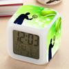Seven-Color LED Digital Alarm Clock - Multi-functional, Color-Changing, Large Screen, Creative Square Design.