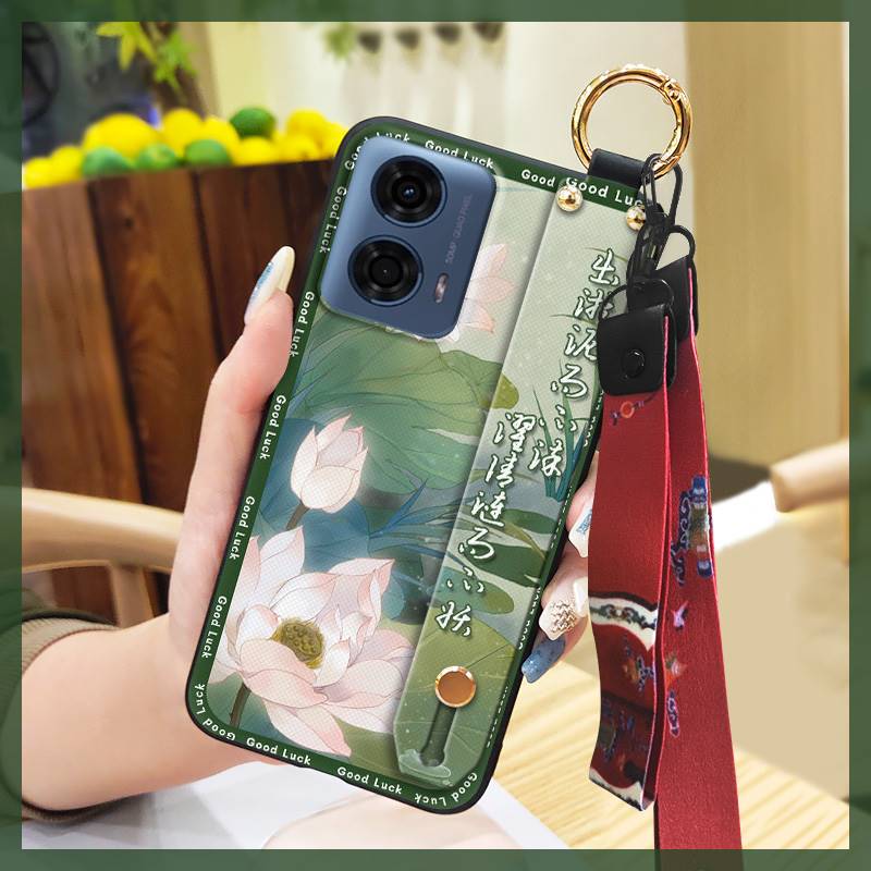 Пылезащитный ремешок на запястье Чехол для телефона для MOTO G24 Power Шнурок для мамы Прочный браслет Модная подставка Силиконовое кольцо