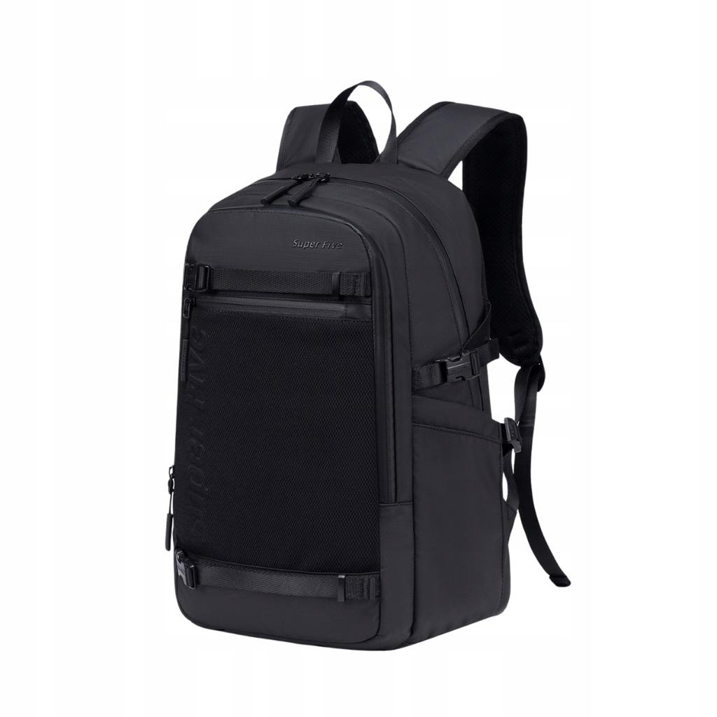 Black Urban Backpack for Active Youth, 23 , Waterproof, for a 15.6" Laptop, Travel. Super Five Fb699 Black