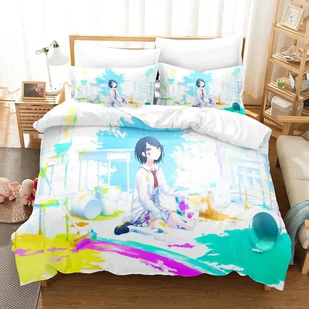 Anime Hoshino Ichika Project Sekai Bedding Set Duvet Cover Bed Set Quilt Cover Pillowcase Comforter King Queen Size Boys Adult