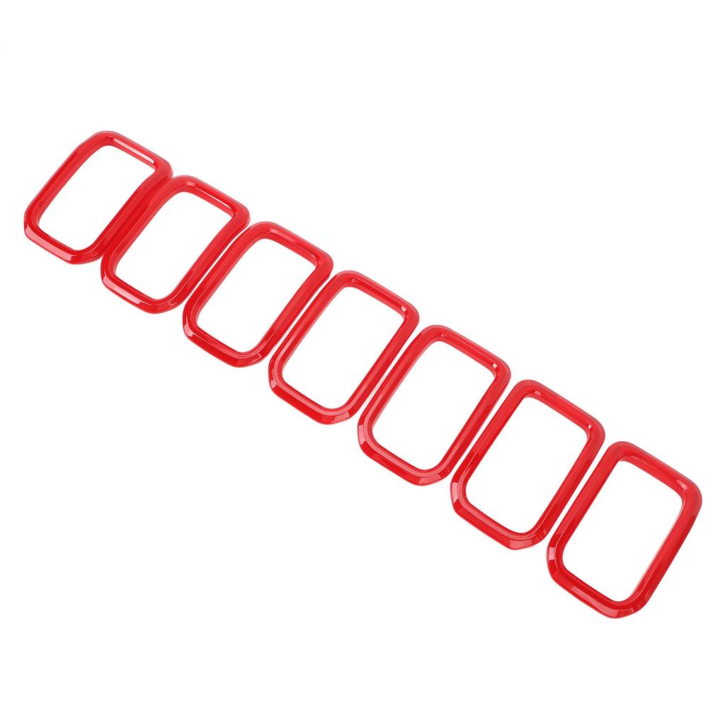 7PCS Front Grille Insert Cover Red Front Grill Cover Rings Frame Trims Kit Outline Car Decoration