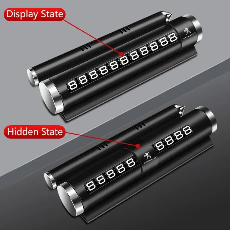 New Car Temporary Parking Card Rotate Phone Number Plate Aluminum Parking For Peugeot 308 408 508 RCZ 208 3008 2008 206 207 307