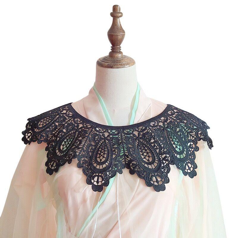 Three Styles Cotton Fake Collar Shawl Wrap Hollow Out Floral Doll Collar Detachable Shirt False Collar Blouse Top Accessories