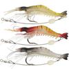 3Pcs Soft Lifelike Simulation Shrimp Prawn Fishing Lures Luminous Bead Hook Bait