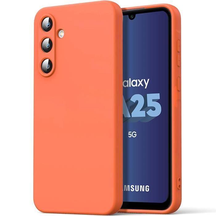 Coque de protection - PROSHOP - pour Samsung Galaxy A25 5G - Silicone Liquide - Ultra Slim - Orange