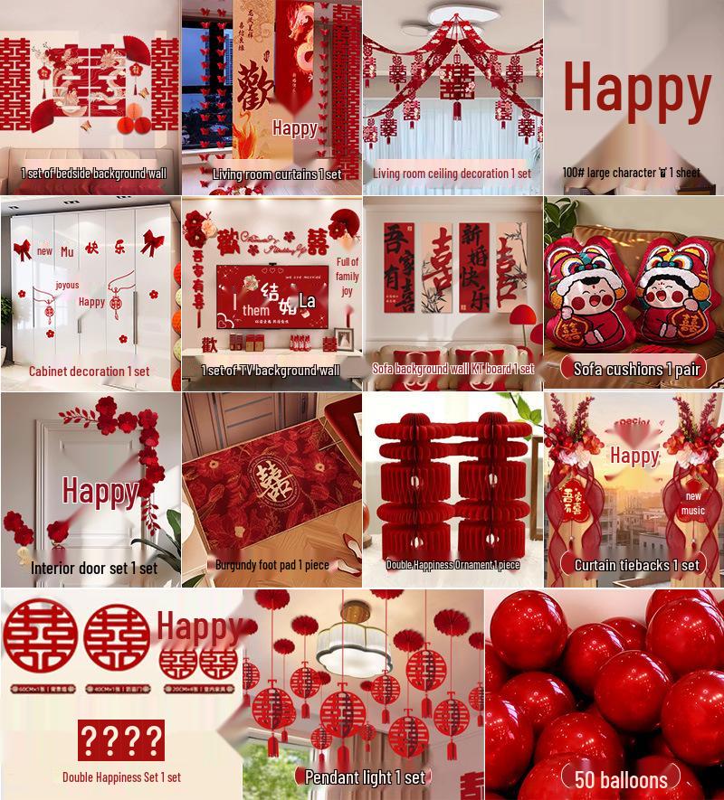 Полный набор для украшения свадебной комнаты: Предметы первой необходимости для декора спальни жениха и невесты