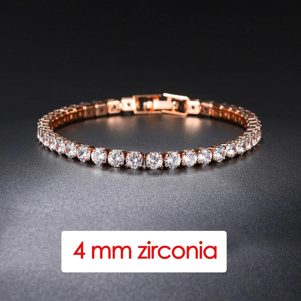 Hiphop Tennis Bracelet Homme Iced Out 3/4/5mm Cubic Zirconia Mens Crystal Chain On The Hand Hip-hop Streetwear Jewelry Male H086
