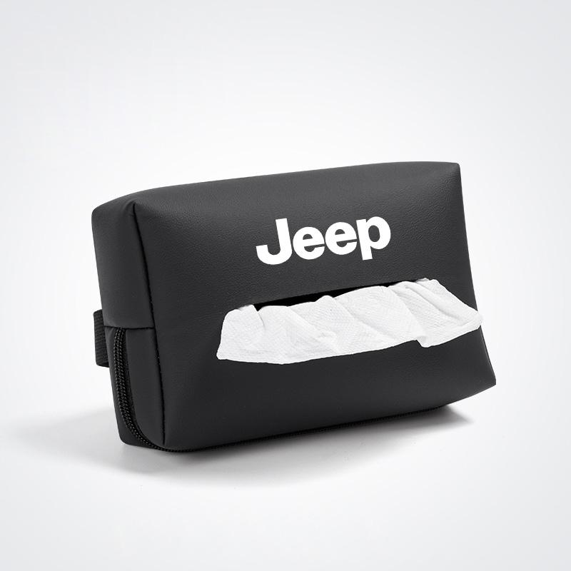 AIY5 Car Tissue Box Leather Paper Towel Storage Bag Accessories For Jeep Grand Cherokee Wrangler JK Gladiator Compass Renegade Recon