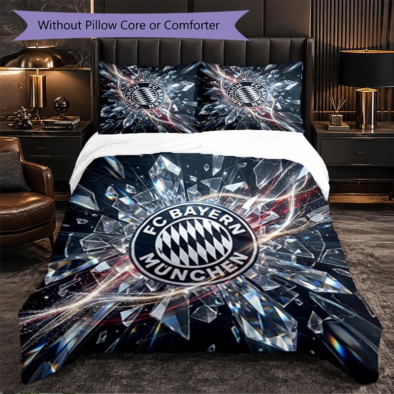 Bayern Munich Pattern 3 Pieces Bedding Set Soft Microfiber Duvet Cover with Pillow Cases for Bedroom