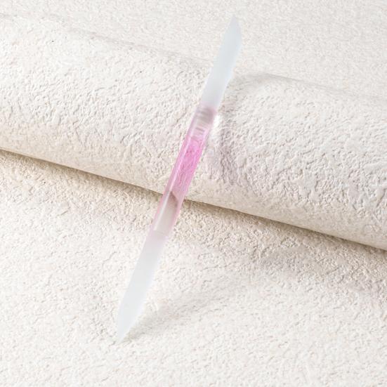 2Pcs/Set Glass Cuticle Pusher Nail File Easy Cleaning Double Sided Glass Manicure Stick with Imitation Leather Case Cuticle Remover Tool