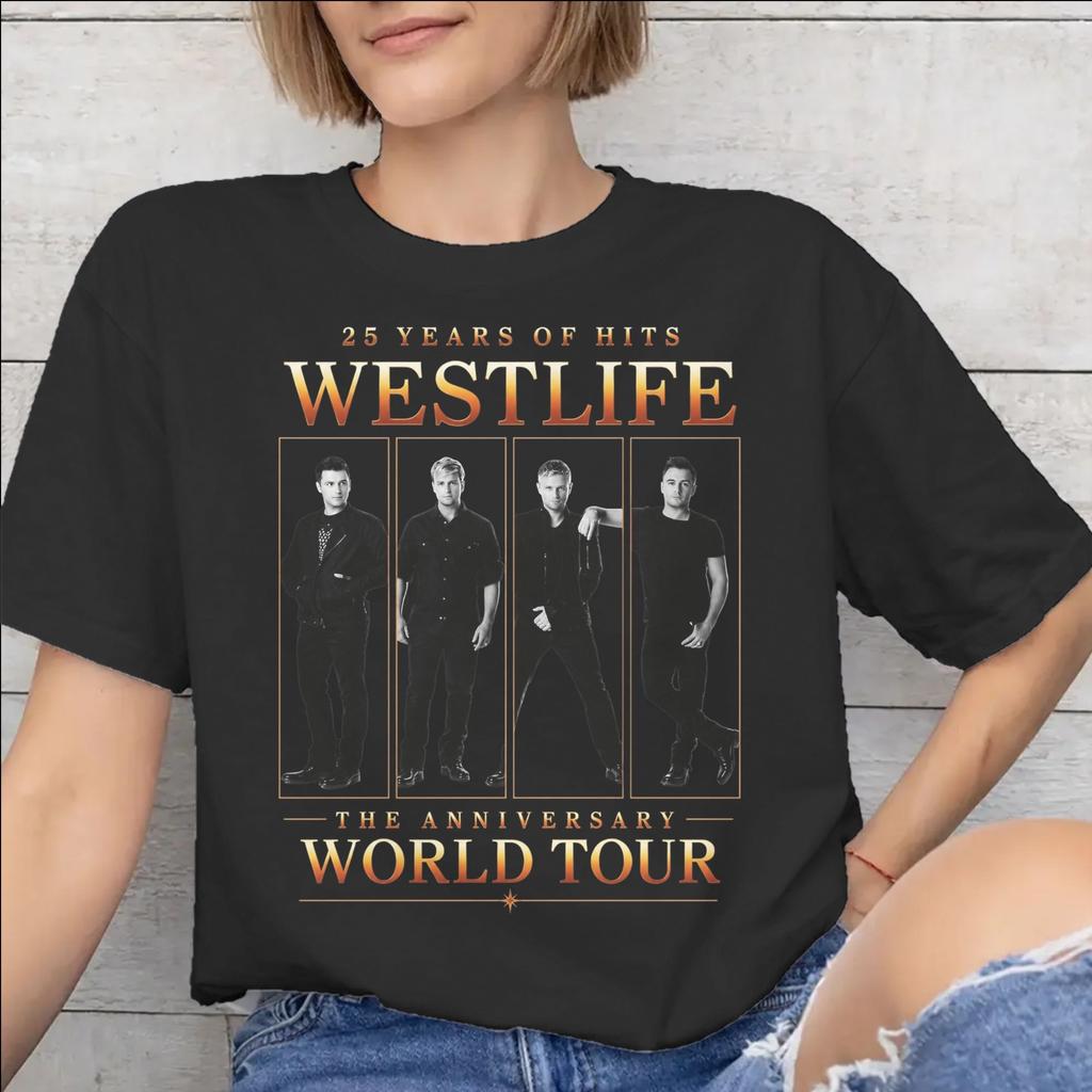Футболка Westlife 25th Anniversary Tour 2026 для женщин с графическим принтом 100% хлопок