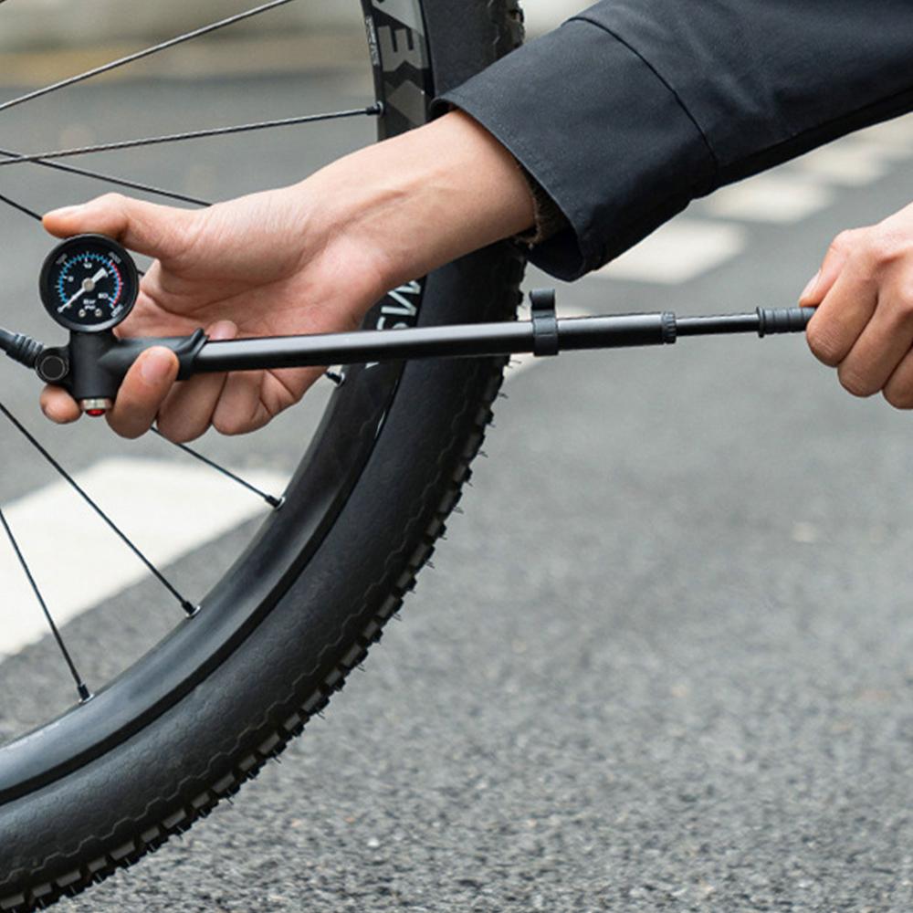Bike Tire Pump Aluminum Alloy Tire Air Compressor Bike Tire Inflator Large Dial Handheld Bike Pump Bicycles Pump Inflator tool