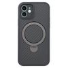 For iPhone 12 Case Compatible with MagSafe Kickstand TPU+PC Phone Cover Carbon Fiber Texture