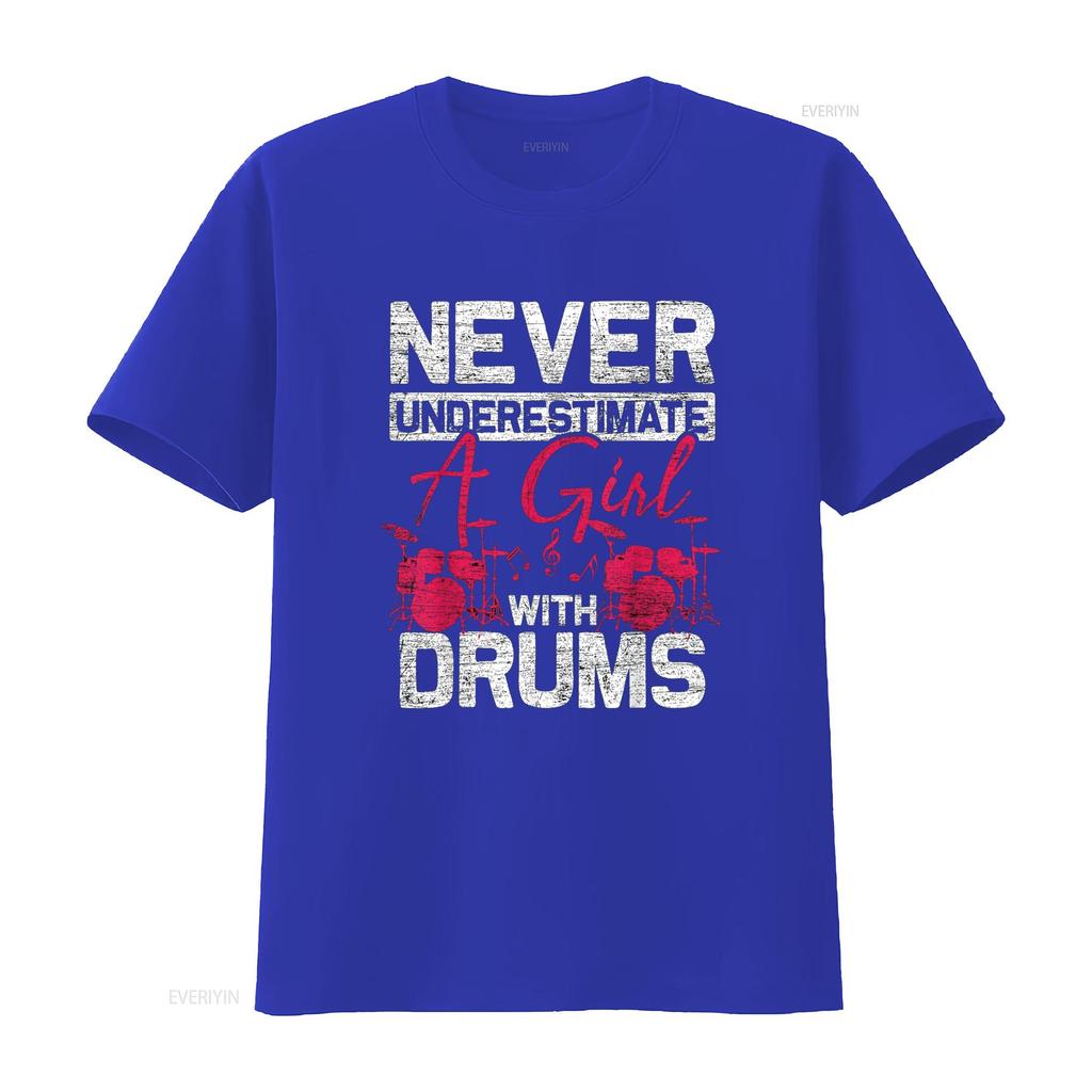 Drummer Women Never Underestimate A Girl With Drums T Shirt vintage Washed homme streetwear Versatile designer clothes
