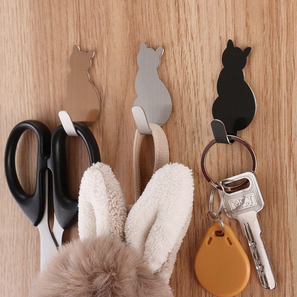 2 шт. Настенные наклейки Кухонный держатель для хранения в ванной комнате Вешалка Полотенцесушители Крючки с кошачьим узором