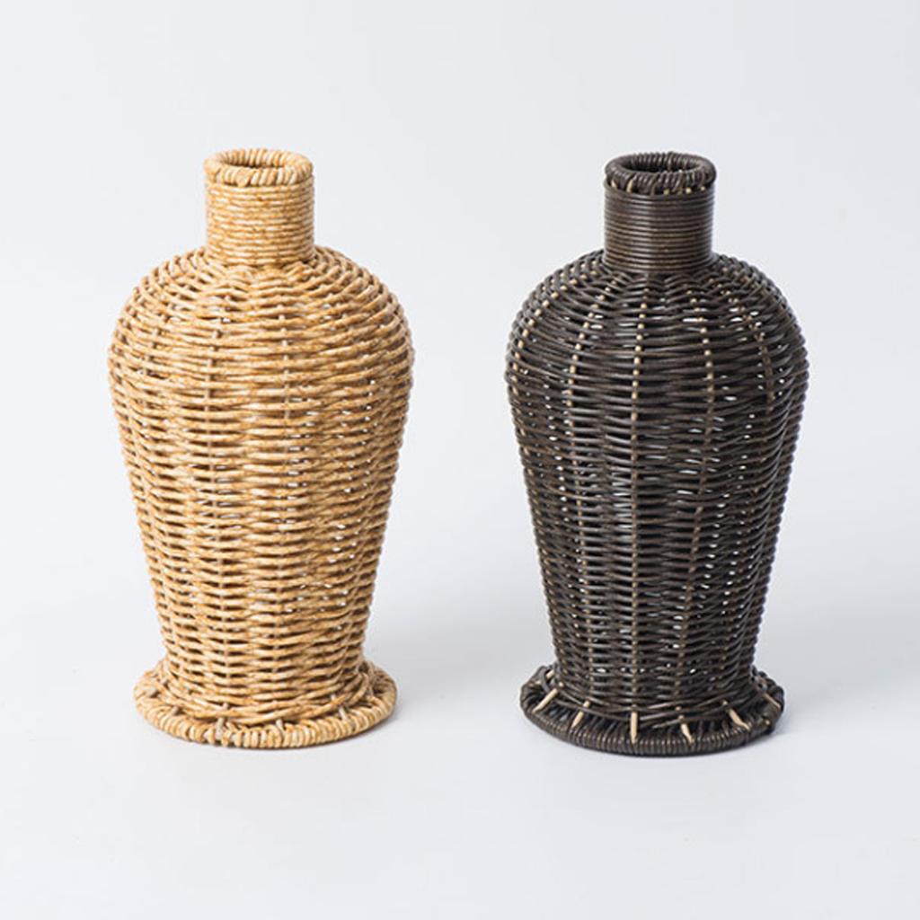 Винтажная плетеная ваза для цветов из искусственного ротанга для дома, кухни, имитация плетения, держатель для цветов, контейнер, настольный декор