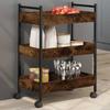 VidaXL Kitchen Trolley, Shelf with Wheels, Service Cart, Indoor Living Room Bathroom Storage Furniture, Oak 842358