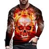 Spring and Autumn Round Neck Skull 3D Printed Top Fashionable Casual Long Sleeved Men's T-shirts