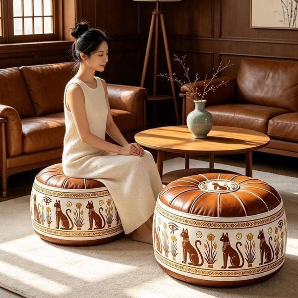 Unstuffed Boho Style Seat Cushion Cover PU Leather Storage Leg Bench Clothes Storage Bag Home Use