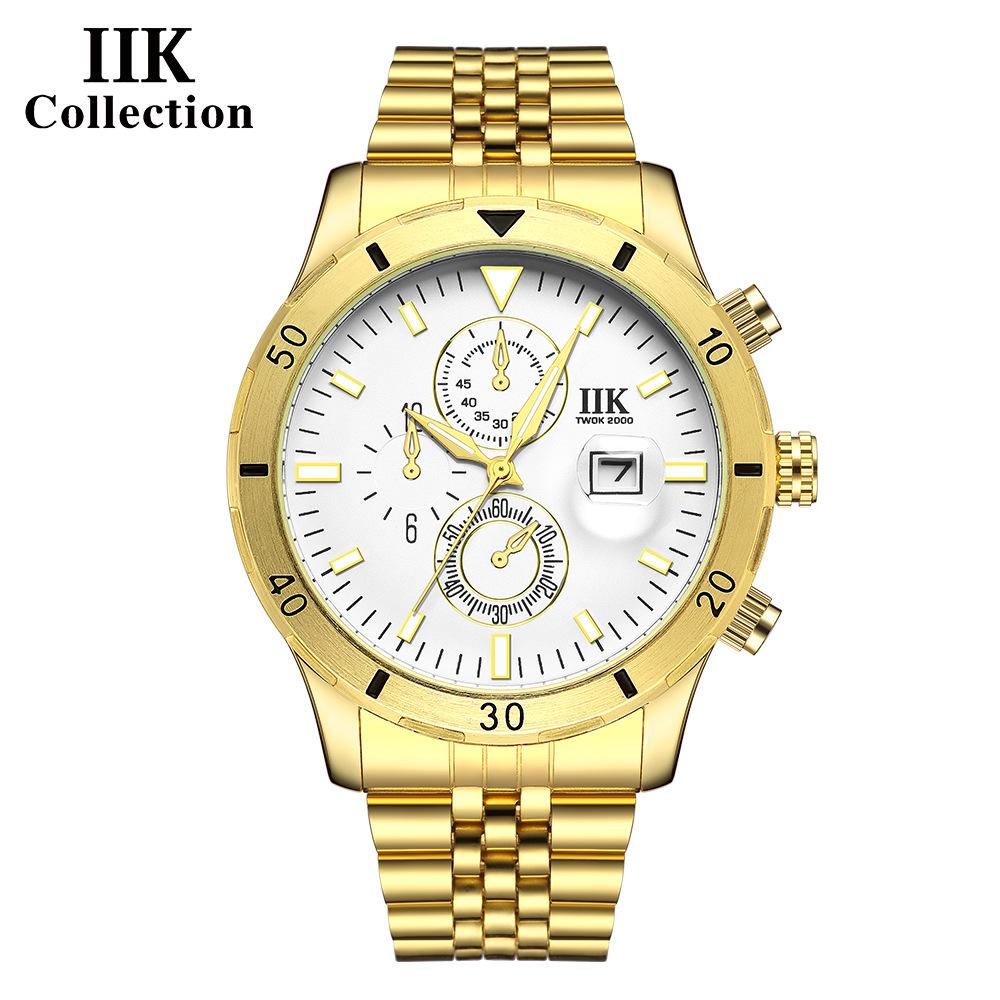 IIK Водонепроницаемые спортивные часы с календарем, мужские наручные часы с ободом, деловые кварцевые мужские часы