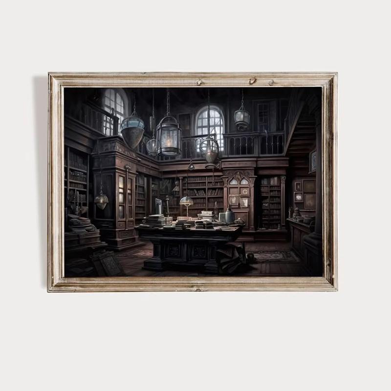 Magic Wizard School Poster Owl Library Castle Canvas Printing Oil Painting Wall Art for Home Room Decoration Hanging Painting