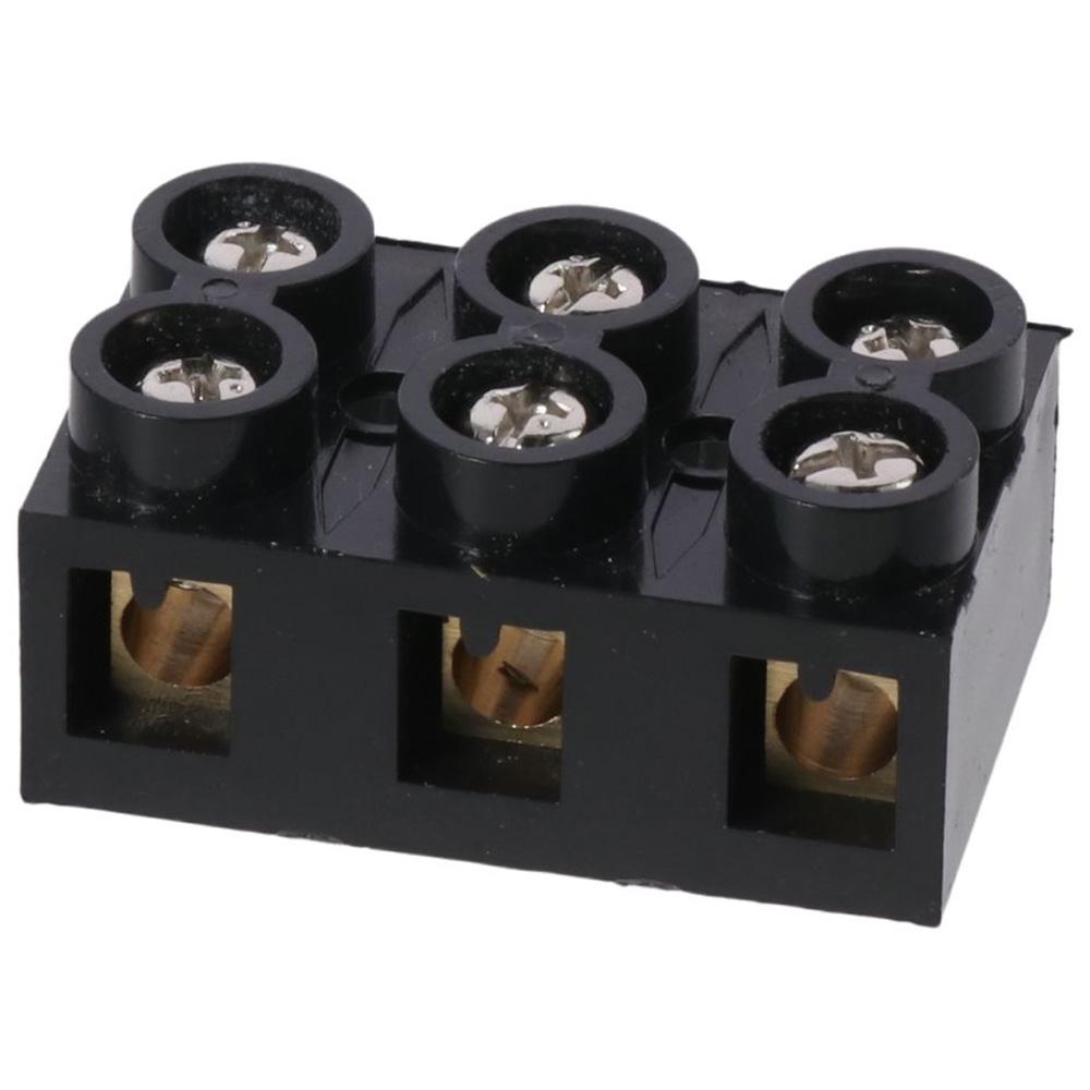 Terminal Post 500V Terminal Block Dual Row 3 Positions Screw Electric Barrier Strip Black 60A Electrical Engineering