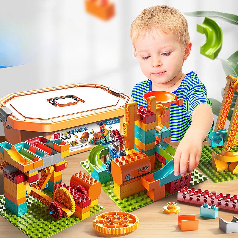 Slide Large Particle Building Blocks with Various Gears  Engineering Machinery Assembly Toys  Children's Early Education Aids