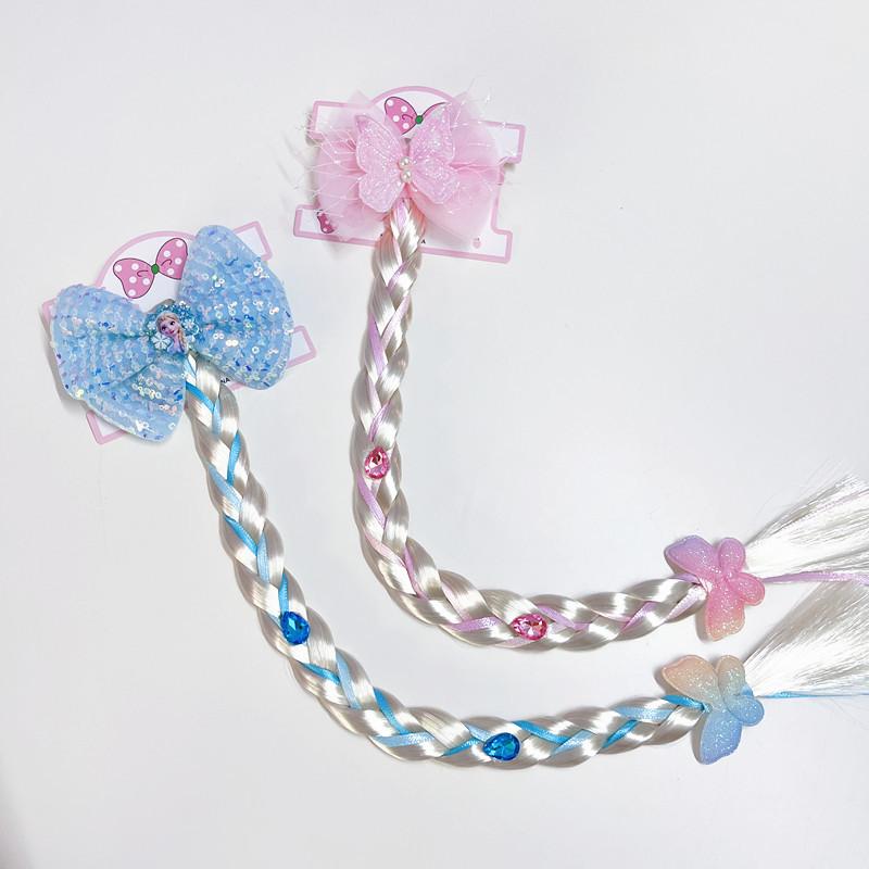 Детский милый парик-хвост с косичкой из сетки, украшенный морской звездой, жемчугом и бантом