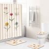 Fashion Textured Bathroom Shower Curtain Floor Mat Toilet Cover Foot Mat Four-Piece Set