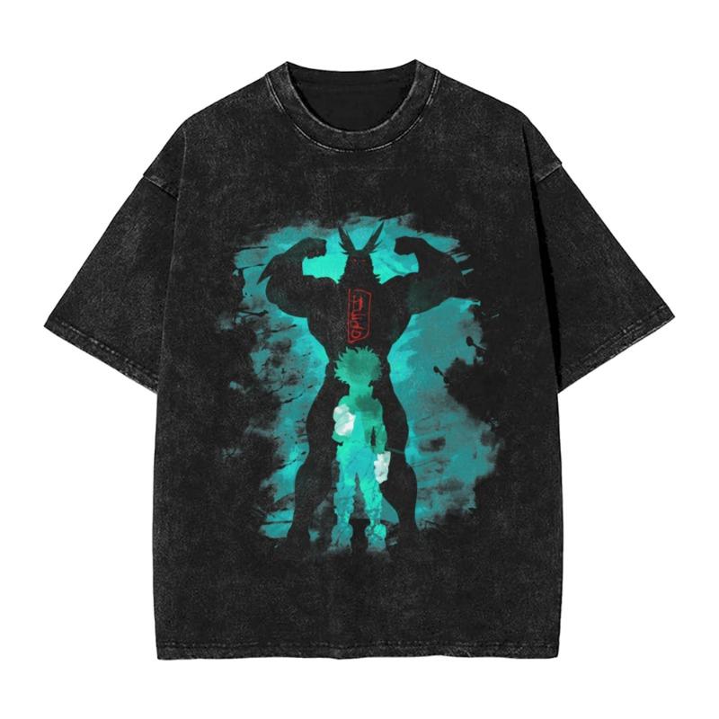 Summer Fashion 100% Cotton Washed Acid T-shirts Great Eight Islands of Japan Tuna Fish Vintage Wash Japanese Design Tees