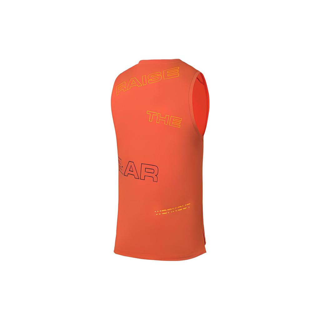 Lining Fitness Series All Over Letter Print Round Neck Sleeveless Gym Vest Men Vests Orange AVSS069-6