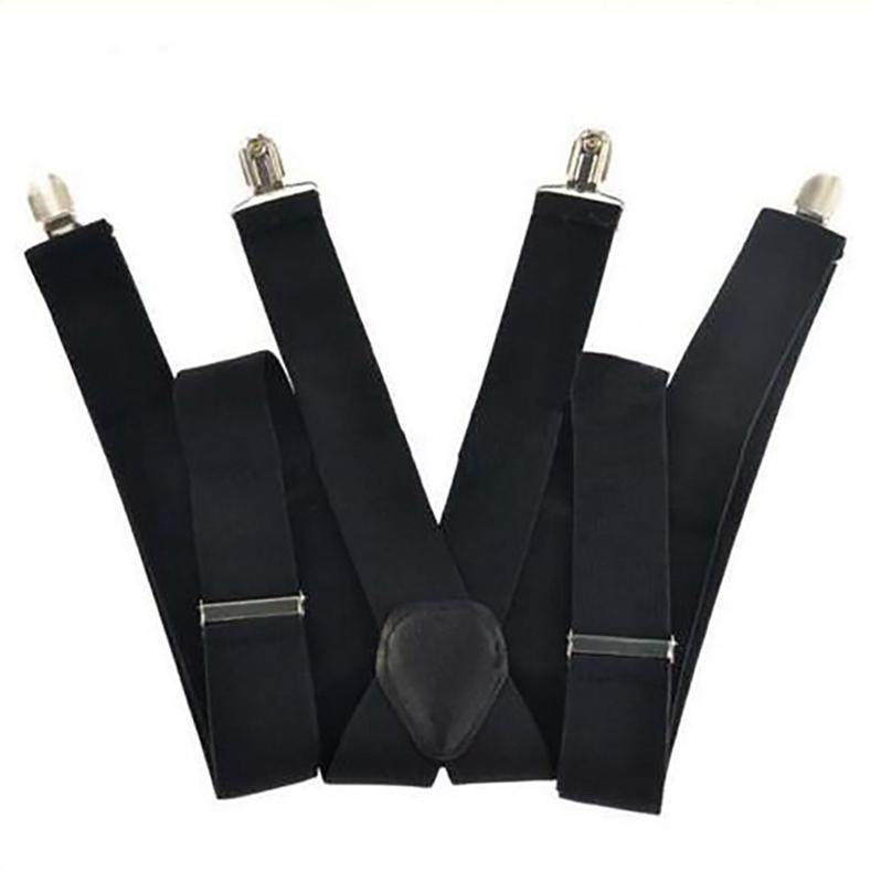 Unisex High Stretch Trousers Suspenders Leather X Back Adjustable Suspenders