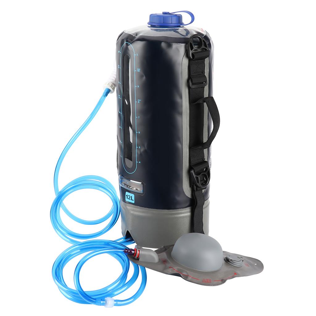 Уличный походный кемпинговый 12-литровый мешок для душа с ножным насосом и душевой лейкой
