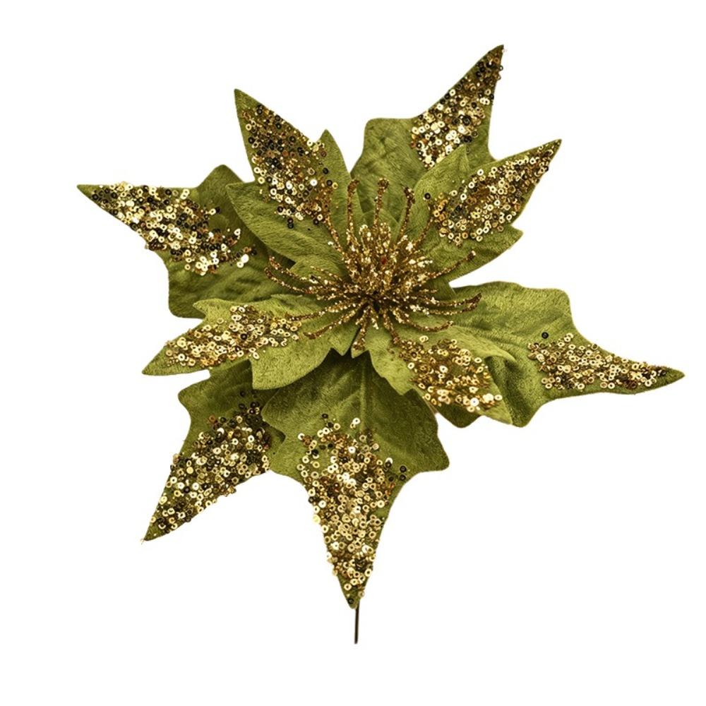 Realistic Artificial Christmas Flower Sequined Simulation Glitter Flower Tabletop Display