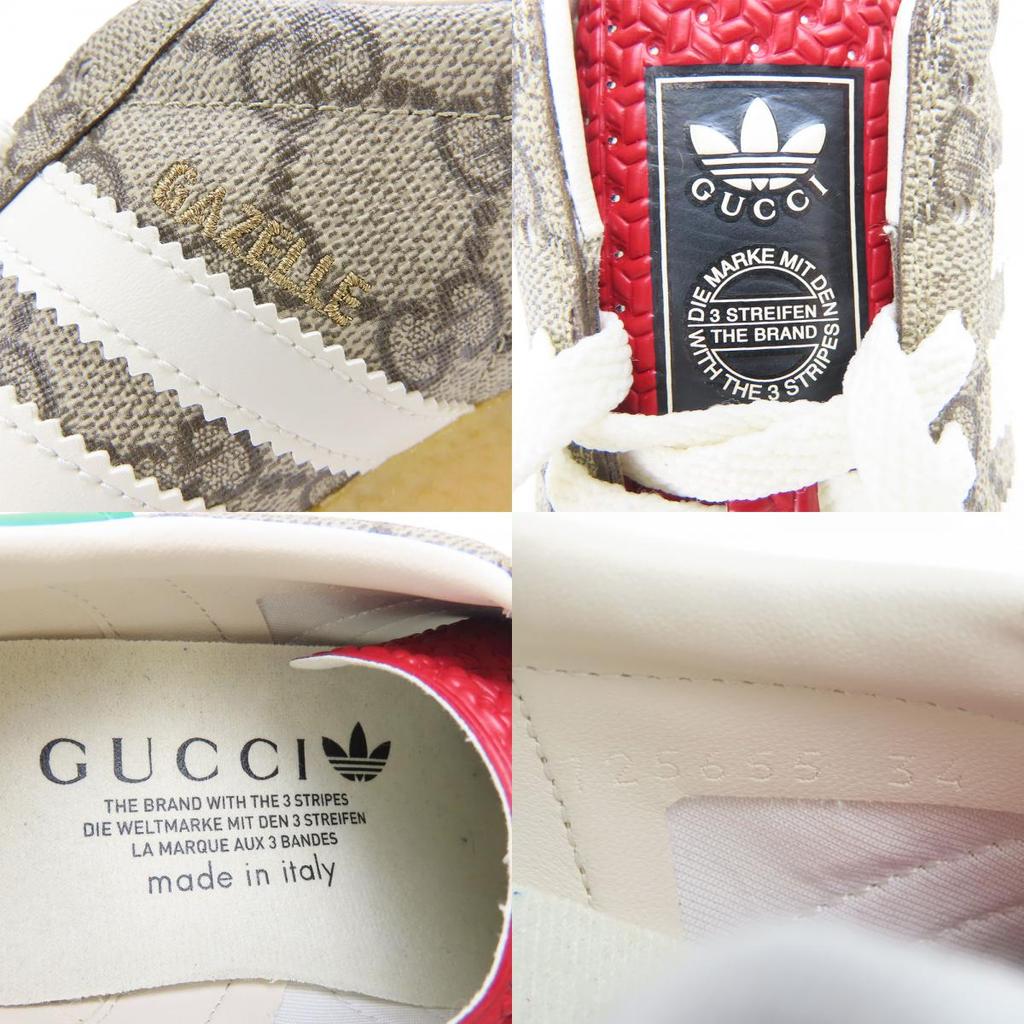 Used GUCCI sneakers Gajeel 725655 Adidas Collaboration 34 GG Supreme Canvas/leather beige green JP size around 8.7"