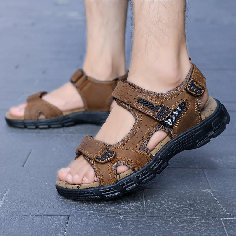 Fashion Non-slip Vacation Casual Sandals Men Fashion Summer New Style Leather Outdoor Leisure Sandals Beach Breathable Handmade Men Shoe