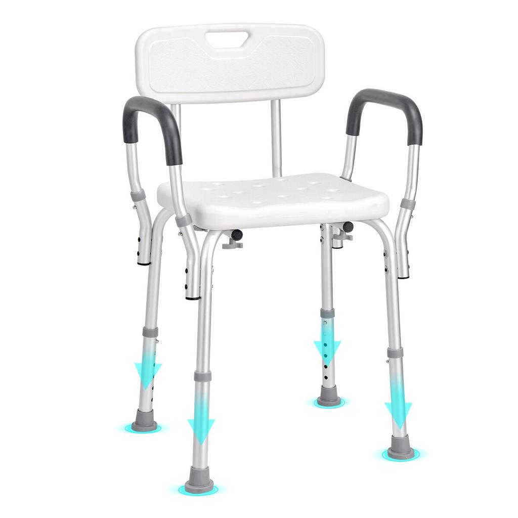 Shower Chair, Shower Seat with Back, Adjustable Height Shower Stool, Shower Chair for Inside Shower Bathtub, Non-slip Bathroom Bench Bath Chair for
