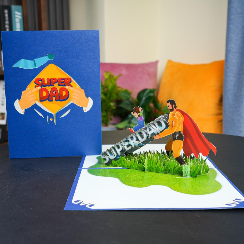 Holiday Gift Pop-Up With Envelope Happy Fathers Day Card 3D Stereo Handmade Gift Greeting Card