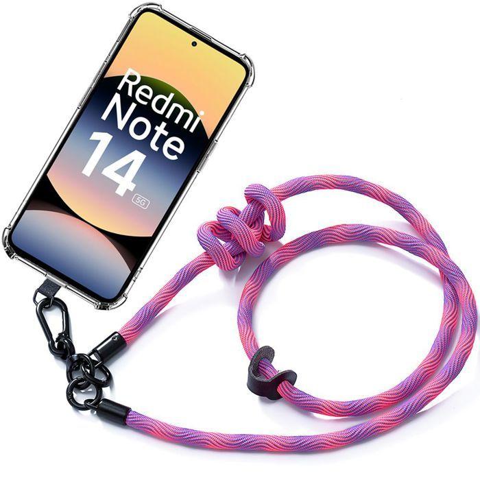 Coque pour Xiaomi Redmi Note 14 5G (pas pour 4G) Protection avec Cordon Rose - E.F.Connection